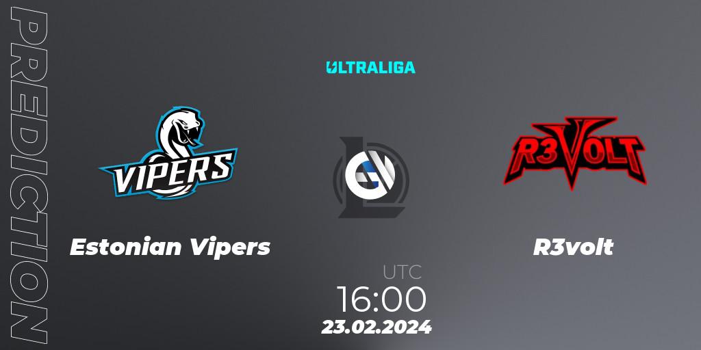 Estonian Vipers vs R3volt: Betting TIp, Match Prediction. 23.02.2024 at 16:00. LoL, Ultraliga 2nd Division Season 8