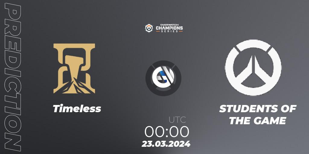 Timeless vs STUDENTS OF THE GAME: Betting TIp, Match Prediction. 22.03.24. Overwatch, Overwatch Champions Series 2024 - North America Stage 1 Main Event