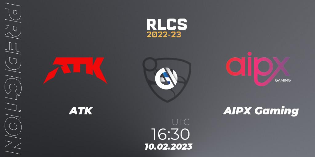 ATK vs AIPX Gaming: Betting TIp, Match Prediction. 10.02.2023 at 16:30. Rocket League, RLCS 2022-23 - Winter: Sub-Saharan Africa Regional 2 - Winter Cup