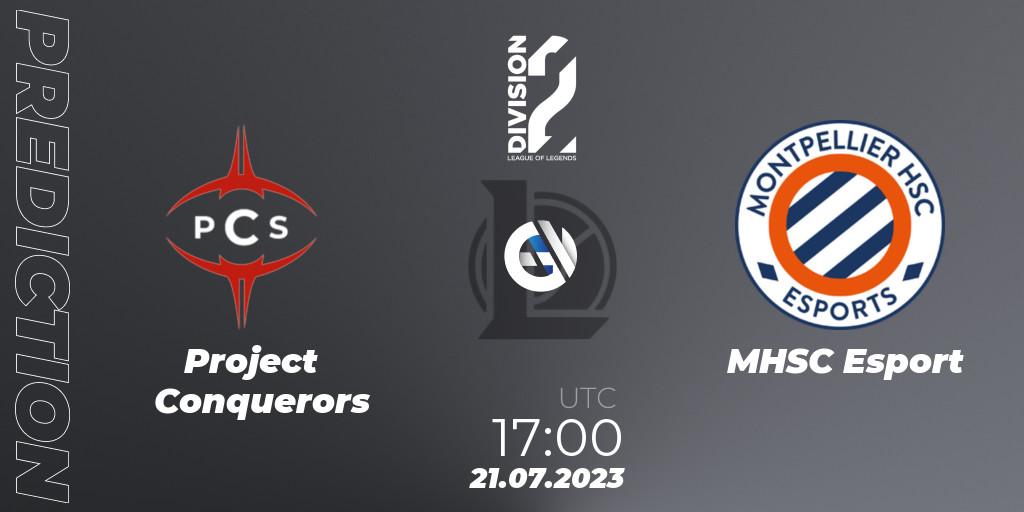 Project Conquerors vs MHSC Esport: Betting TIp, Match Prediction. 21.07.2023 at 17:00. LoL, LFL Division 2 Summer 2023 - Group Stage