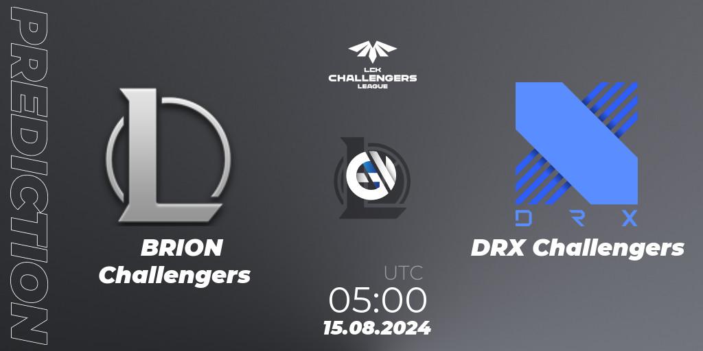 BRION Challengers vs DRX Challengers: Betting TIp, Match Prediction. 15.08.2024 at 05:00. LoL, LCK Challengers League 2024 Summer - Group Stage