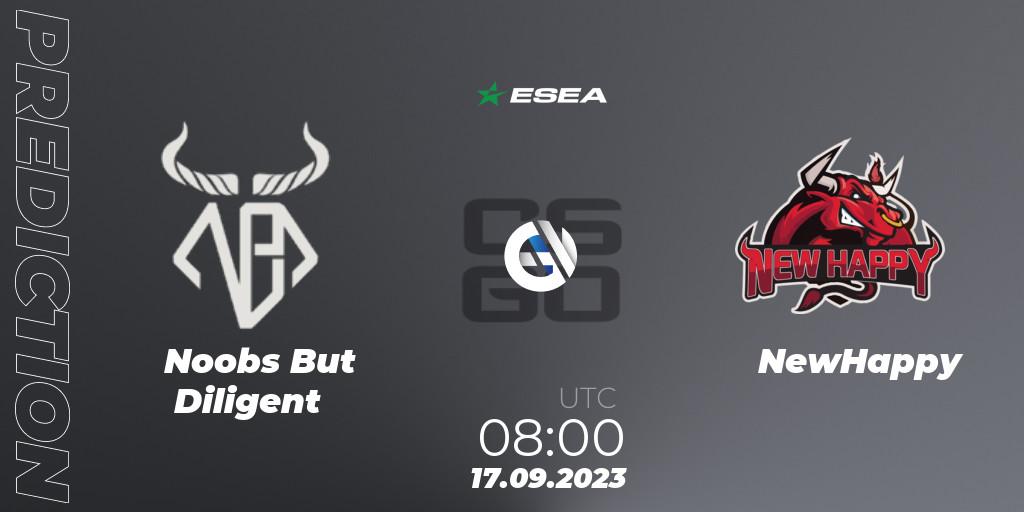 Noobs But Diligent vs NewHappy: Betting TIp, Match Prediction. 17.09.2023 at 08:00. Counter-Strike (CS2), ESEA Cash Cup: Asia - Summer 2023 #1