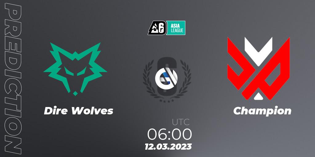 Dire Wolves vs Champion: Betting TIp, Match Prediction. 12.03.2023 at 08:30. Rainbow Six, SEA League 2023 - Stage 1
