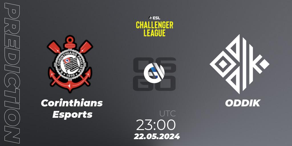 Corinthians Esports vs ODDIK: Betting TIp, Match Prediction. 22.05.2024 at 23:00. Counter-Strike (CS2), ESL Challenger League Season 47: South America