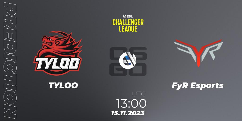 TYLOO vs FyR Esports: Betting TIp, Match Prediction. 15.11.23. CS2 (CS:GO), ESL Challenger League Season 46: Asia-Pacific