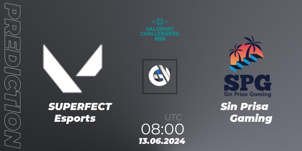 SUPERFECT Esports vs Sin Prisa Gaming: Betting TIp, Match Prediction. 13.06.2024 at 06:00. VALORANT, VALORANT Challengers 2024 Korea: Split 2