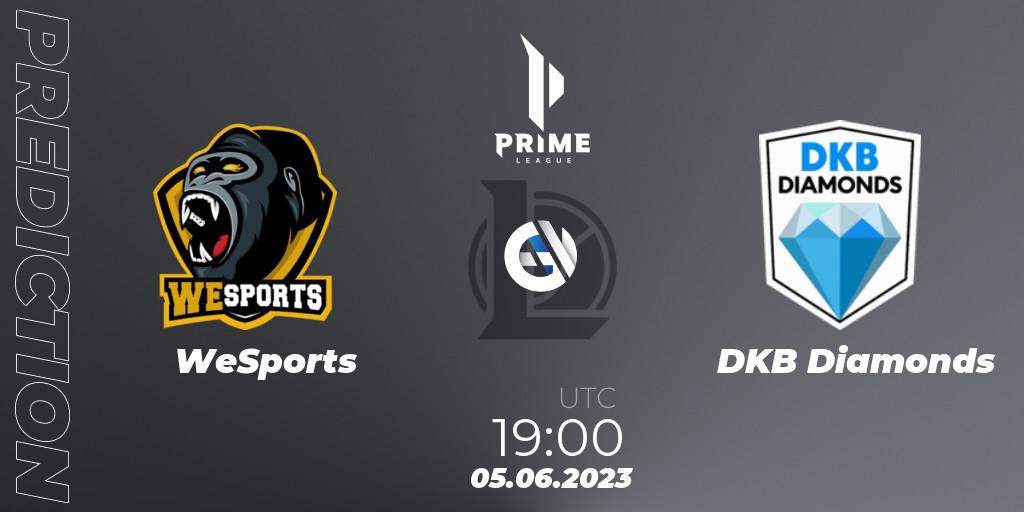 WeSports vs DKB Diamonds: Betting TIp, Match Prediction. 05.06.2023 at 19:00. LoL, Prime League 2nd Division Summer 2023