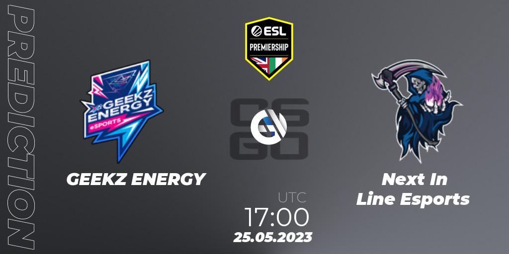 GEEKZ ENERGY vs Next In Line Esports: Betting TIp, Match Prediction. 25.05.2023 at 17:00. Counter-Strike (CS2), ESL Premiership Spring 2023