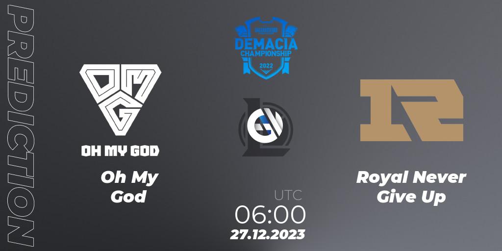 Oh My God vs Royal Never Give Up: Betting TIp, Match Prediction. 27.12.23. LoL, Demacia Cup 2023 Group Stage