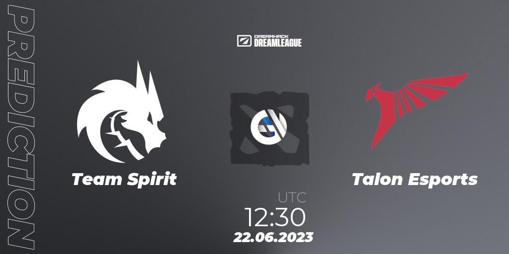 Team Spirit vs Talon Esports: Betting TIp, Match Prediction. 22.06.2023 at 12:28. Dota 2, DreamLeague Season 20 - Group Stage 2