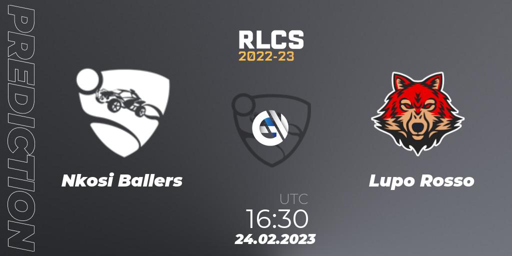 Nkosi Ballers vs Lupo Rosso: Betting TIp, Match Prediction. 24.02.2023 at 16:30. Rocket League, RLCS 2022-23 - Winter: Sub-Saharan Africa Regional 3 - Winter Invitational