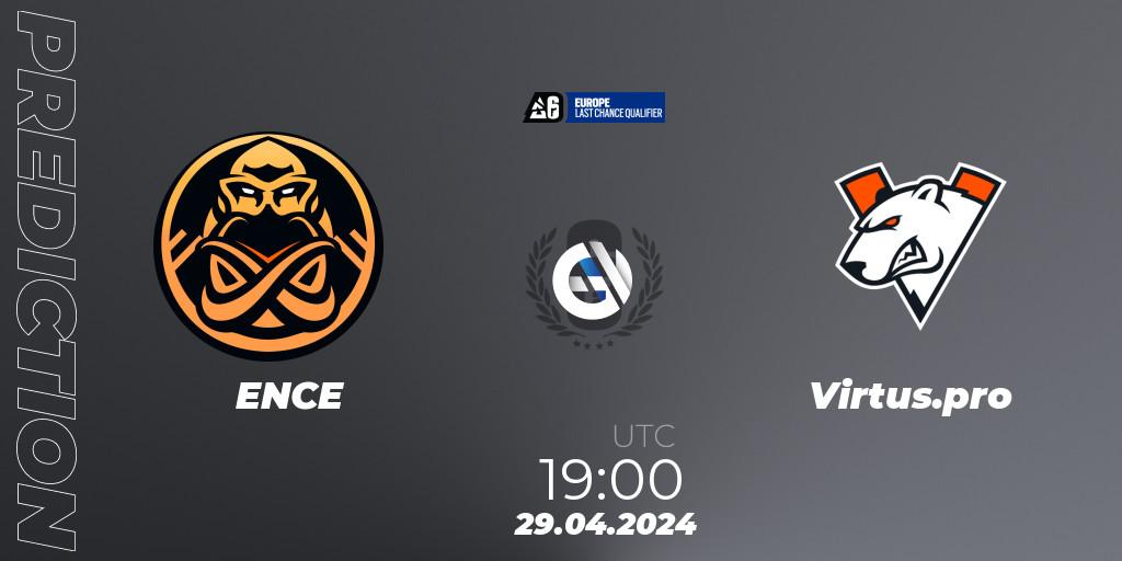ENCE vs Virtus.pro: Betting TIp, Match Prediction. 29.04.2024 at 19:00. Rainbow Six, Europe League 2024 - Stage 1 LCQ