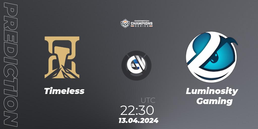 Timeless vs Luminosity Gaming: Betting TIp, Match Prediction. 13.04.24. Overwatch, Overwatch Champions Series 2024 - North America Stage 2 Group Stage