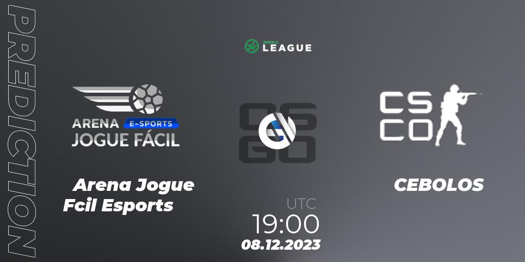 Arena Jogue Fácil Esports vs CEBOLOS: Betting TIp, Match Prediction. 08.12.2023 at 19:00. Counter-Strike (CS2), ESEA Season 47: Open Division - South America