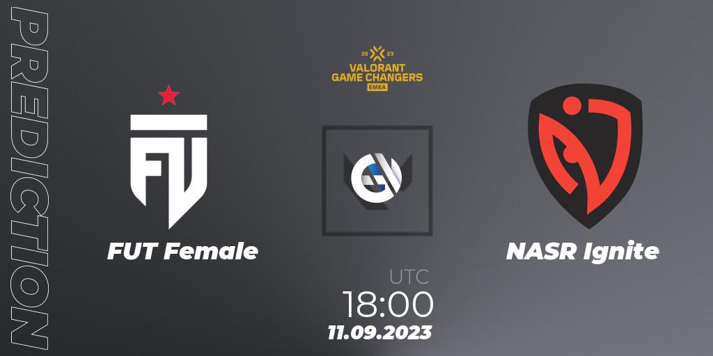 FUT Female vs NASR Ignite: Betting TIp, Match Prediction. 11.09.2023 at 18:30. VALORANT, VCT 2023: Game Changers EMEA Stage 3 - Group Stage