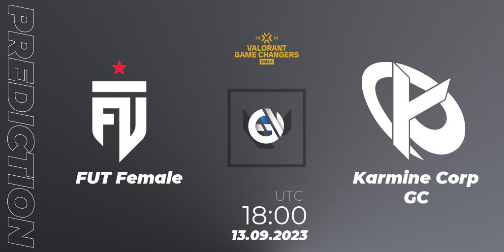 FUT Female vs Karmine Corp GC: Betting TIp, Match Prediction. 13.09.2023 at 18:00. VALORANT, VCT 2023: Game Changers EMEA Stage 3 - Group Stage