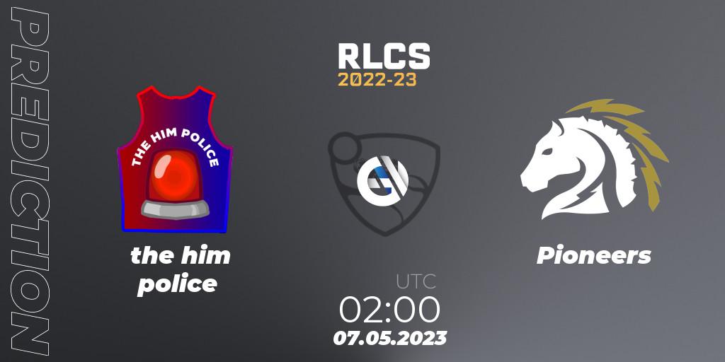 the him police vs Pioneers: Betting TIp, Match Prediction. 07.05.2023 at 02:00. Rocket League, RLCS 2022-23 - Spring: Oceania Regional 1 - Spring Open