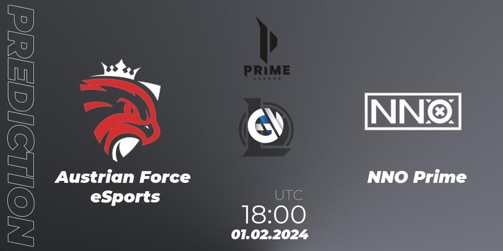 Austrian Force eSports vs NNO Prime: Betting TIp, Match Prediction. 01.02.2024 at 21:00. LoL, Prime League Spring 2024 - Group Stage