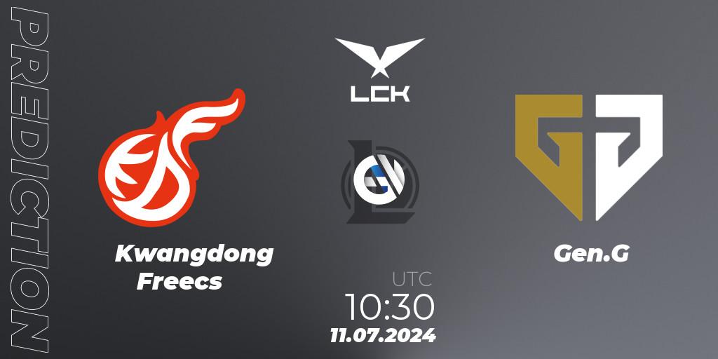Kwangdong Freecs vs Gen.G: Betting TIp, Match Prediction. 11.07.2024 at 10:30. LoL, LCK Summer 2024 Group Stage