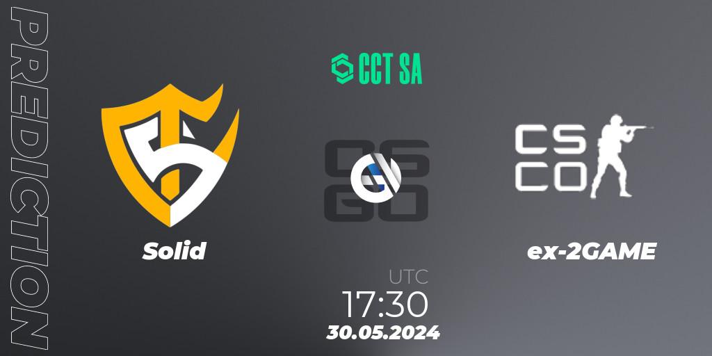 Solid vs ex-2GAME: Betting TIp, Match Prediction. 30.05.2024 at 17:30. Counter-Strike (CS2), CCT Season 2 South America Series 1