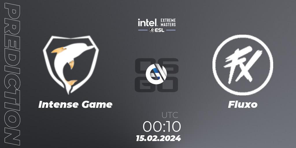 Intense Game vs Fluxo: Betting TIp, Match Prediction. 15.02.2024 at 00:10. Counter-Strike (CS2), Intel Extreme Masters Dallas 2024: South American Open Qualifier #1