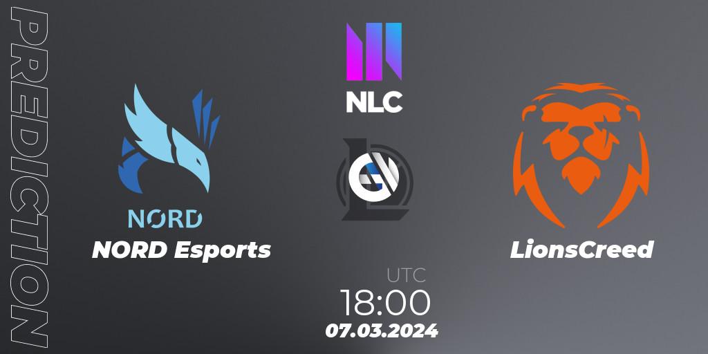 NORD Esports vs LionsCreed: Betting TIp, Match Prediction. 07.03.2024 at 18:00. LoL, NLC 1st Division Spring 2024
