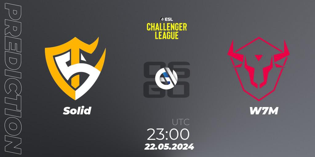 Solid vs W7M: Betting TIp, Match Prediction. 22.05.2024 at 22:55. Counter-Strike (CS2), ESL Challenger League Season 47: South America