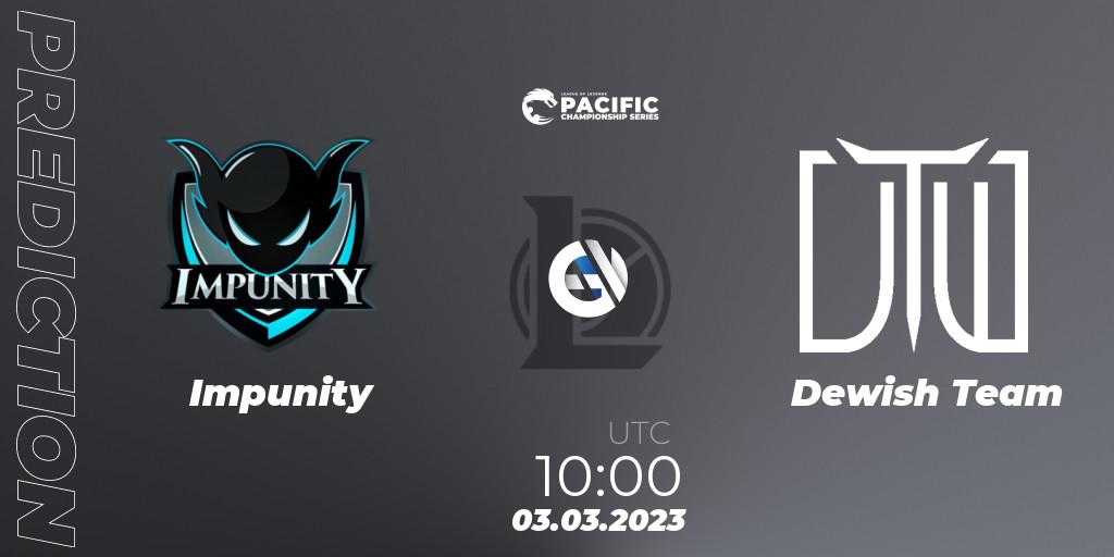 Impunity vs Dewish Team: Betting TIp, Match Prediction. 03.03.2023 at 10:00. LoL, PCS Spring 2023 - Group Stage