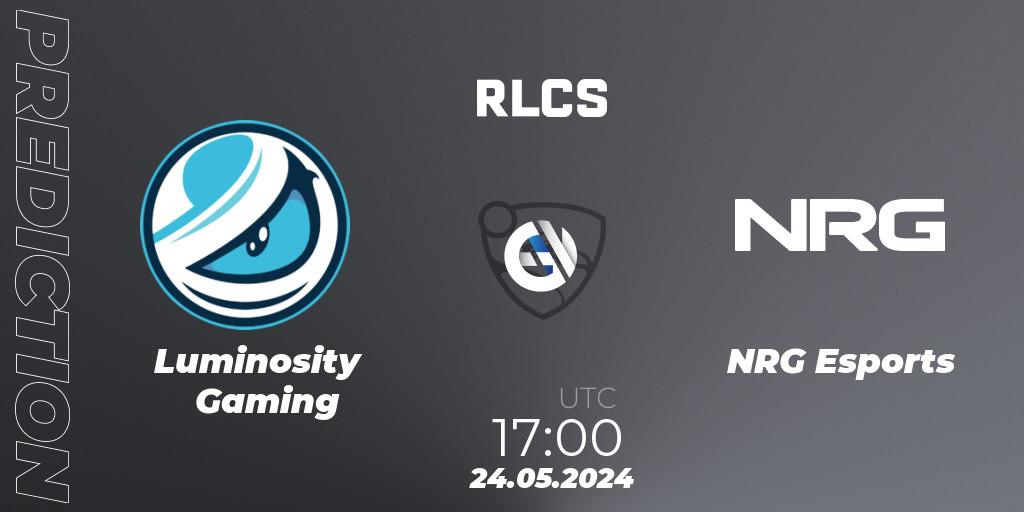 Luminosity Gaming vs NRG Esports: Betting TIp, Match Prediction. 24.05.2024 at 17:00. Rocket League, RLCS 2024 - Major 2: NA Open Qualifier 6
