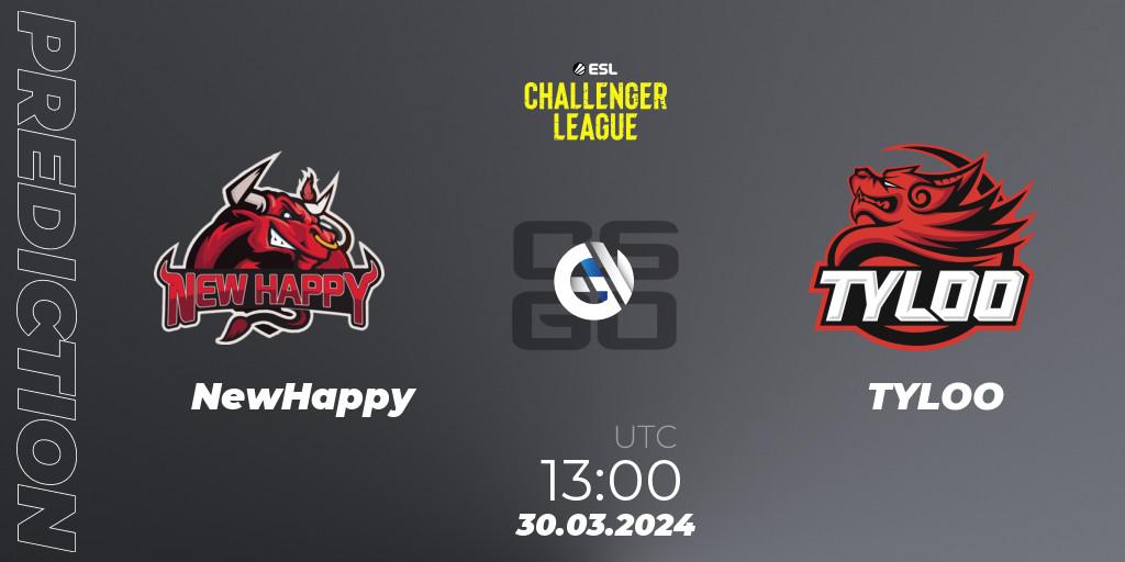 NewHappy vs TYLOO: Betting TIp, Match Prediction. 30.03.24. CS2 (CS:GO), ESL Challenger League Season 47: Asia