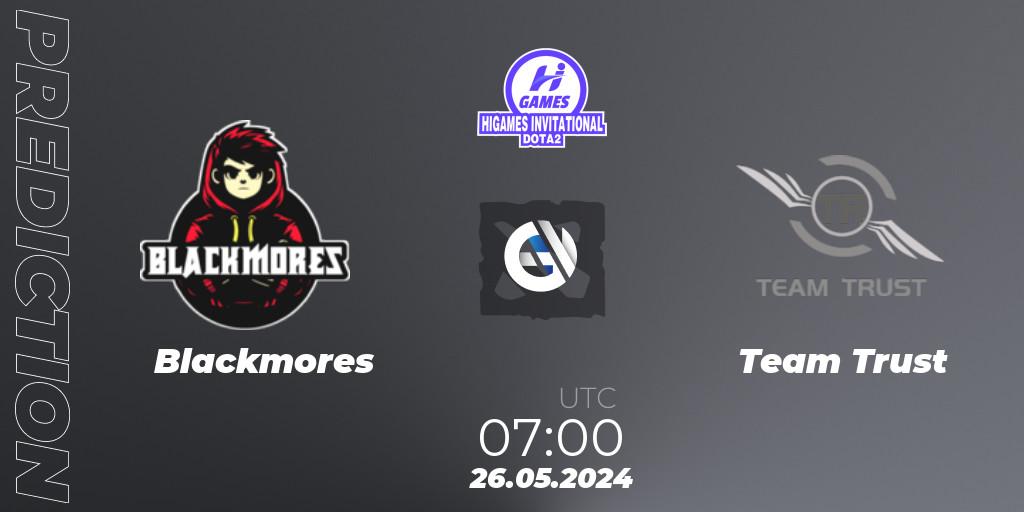 Blackmores vs Team Trust: Betting TIp, Match Prediction. 26.05.2024 at 08:00. Dota 2, HiGames Invitational