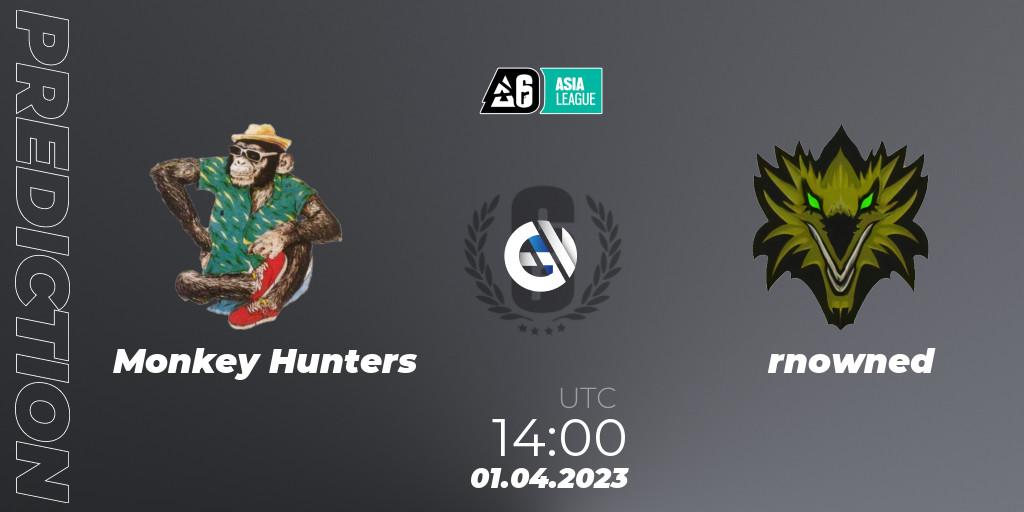 Monkey Hunters vs rnowned: Betting TIp, Match Prediction. 01.04.2023 at 10:30. Rainbow Six, South Asia League 2023 - Stage 1