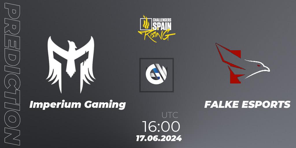 Imperium Gaming vs FALKE ESPORTS: Betting TIp, Match Prediction. 17.06.2024 at 18:00. VALORANT, VALORANT Challengers 2024 Spain: Rising Split 2
