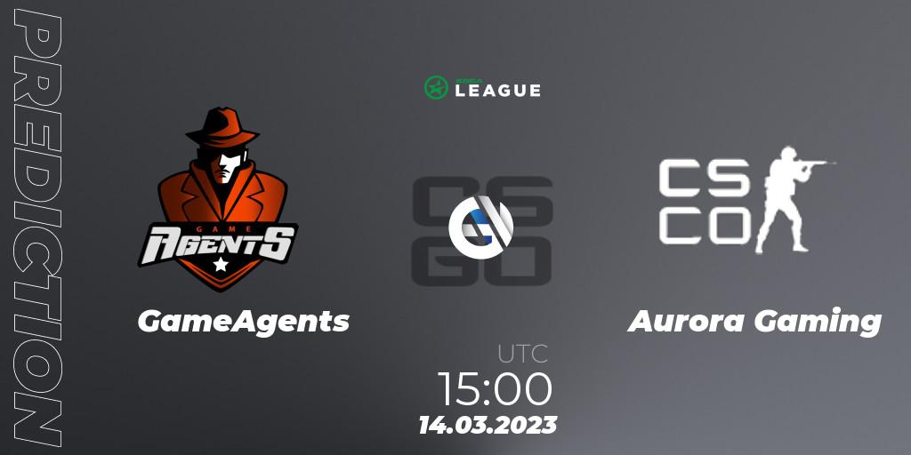 GameAgents vs Aurora: Betting TIp, Match Prediction. 14.03.2023 at 15:00. Counter-Strike (CS2), ESEA Season 44: Main Division - Europe