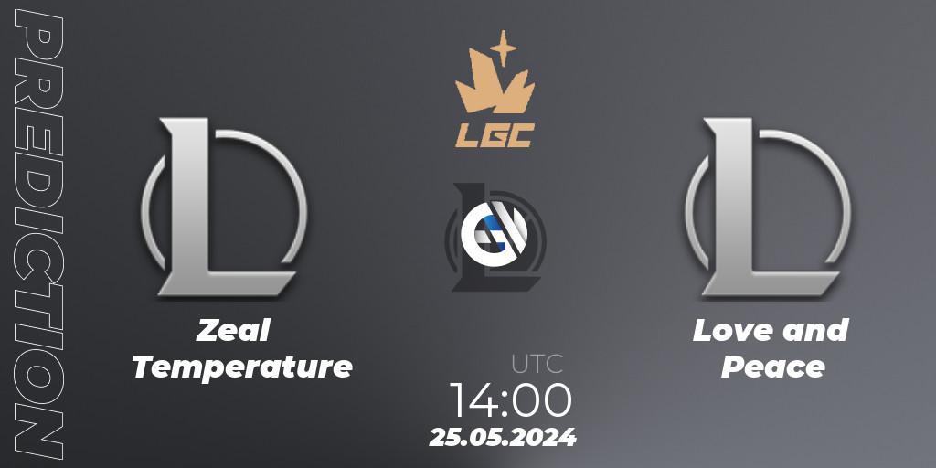 Zeal Temperature vs Love and Peace: Betting TIp, Match Prediction. 25.05.2024 at 14:00. LoL, Legend Cup 2024