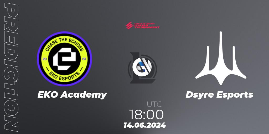 EKO Academy vs Dsyre Esports: Betting TIp, Match Prediction. 14.06.2024 at 18:00. LoL, LoL Italian Tournament Summer 2024