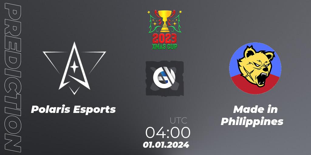 Polaris Esports vs Made in Philippines: Betting TIp, Match Prediction. 01.01.2024 at 04:00. Dota 2, Xmas Cup 2023