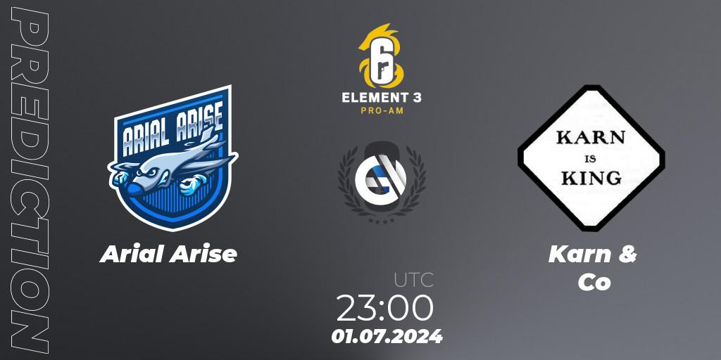 Arial Arise vs Karn & Co: Betting TIp, Match Prediction. 01.07.2024 at 23:00. Rainbow Six, ELEMENT THREE