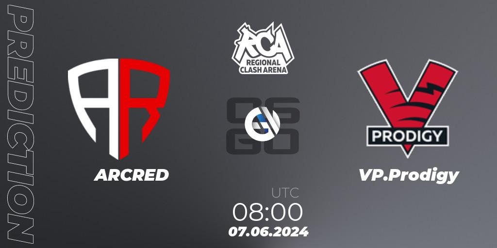 ARCRED vs VP.Prodigy: Betting TIp, Match Prediction. 07.06.2024 at 08:00. Counter-Strike (CS2), Regional Clash Arena CIS