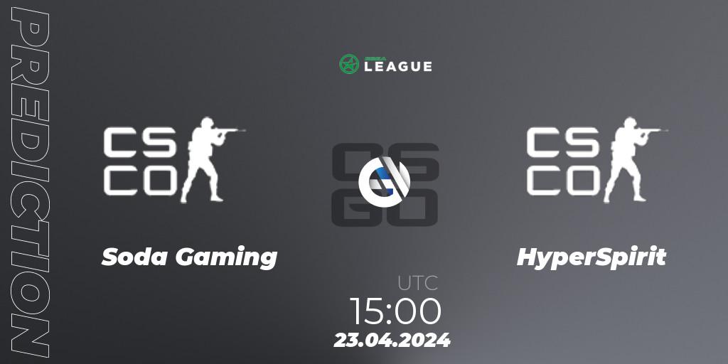 Soda Gaming vs HyperSpirit: Betting TIp, Match Prediction. 23.04.2024 at 15:00. Counter-Strike (CS2), ESEA Season 49: Advanced Division - Europe
