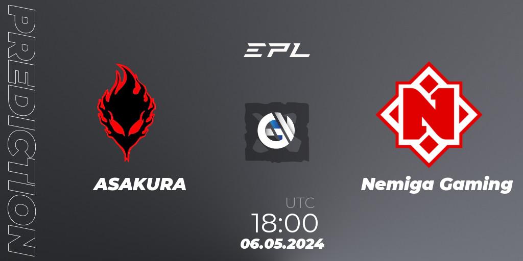 ASAKURA vs Nemiga Gaming: Betting TIp, Match Prediction. 06.05.2024 at 18:20. Dota 2, European Pro League Season 18