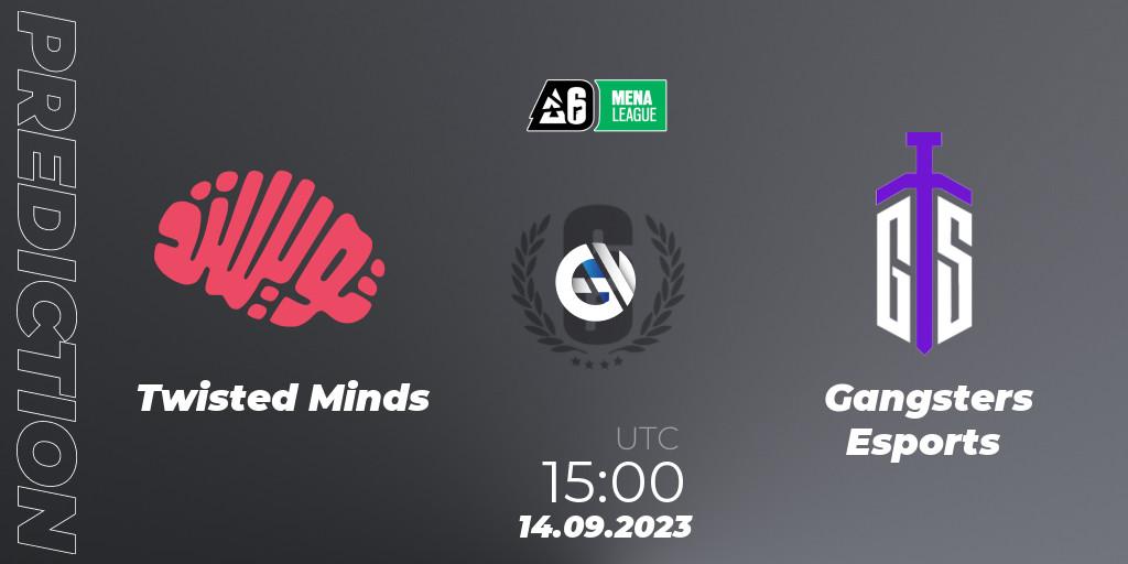 Twisted Minds vs Gangsters Esports: Betting TIp, Match Prediction. 14.09.2023 at 15:00. Rainbow Six, MENA League 2023 - Stage 2