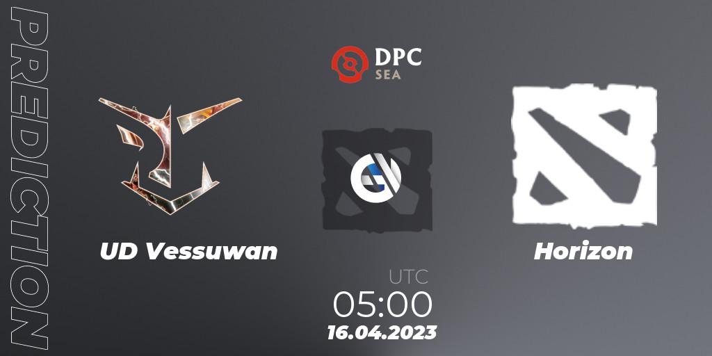UD Vessuwan vs Horizon: Betting TIp, Match Prediction. 16.04.2023 at 05:00. Dota 2, DPC 2023 Tour 2: SEA Division II (Lower)