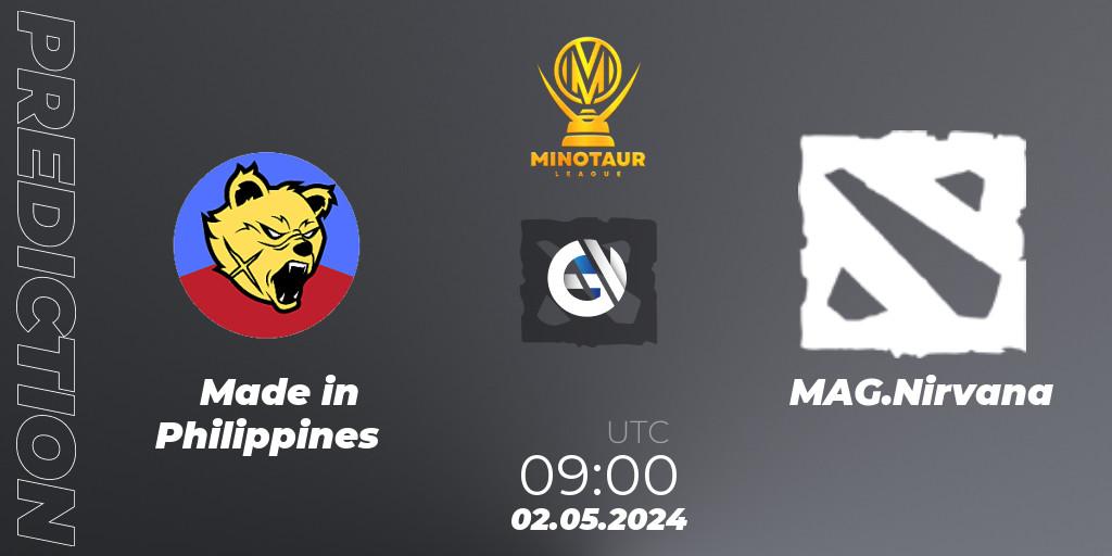 Made in Philippines vs MAG.Nirvana: Betting TIp, Match Prediction. 02.05.2024 at 09:20. Dota 2, Minotaur League