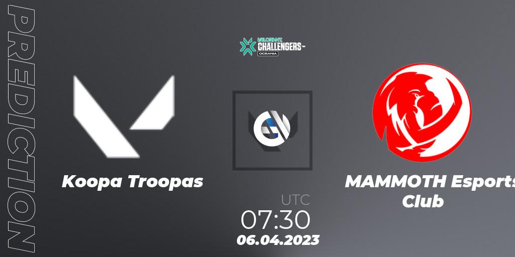 Koopa Troopas vs MAMMOTH Esports Club: Betting TIp, Match Prediction. 06.04.2023 at 08:30. VALORANT, VALORANT Challengers 2023: Oceania Split 2 - Group Stage