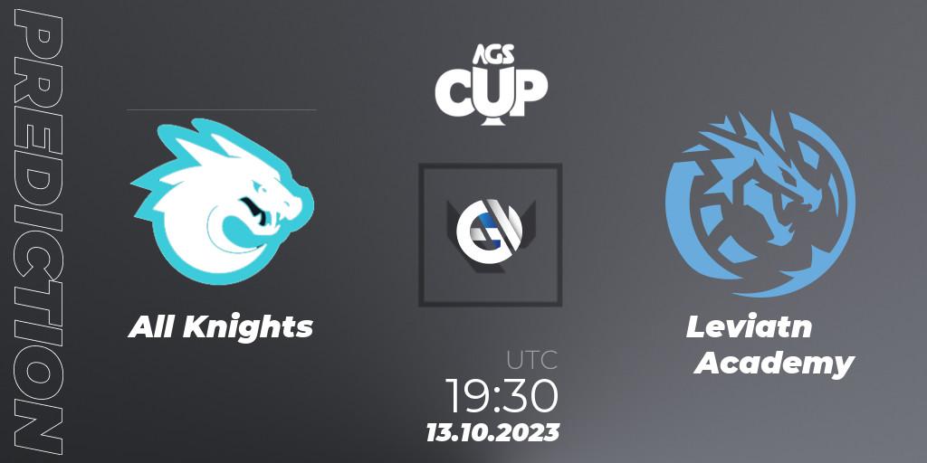 All Knights vs Leviatán Academy: Betting TIp, Match Prediction. 13.10.2023 at 20:30. VALORANT, Argentina Game Show Cup 2023