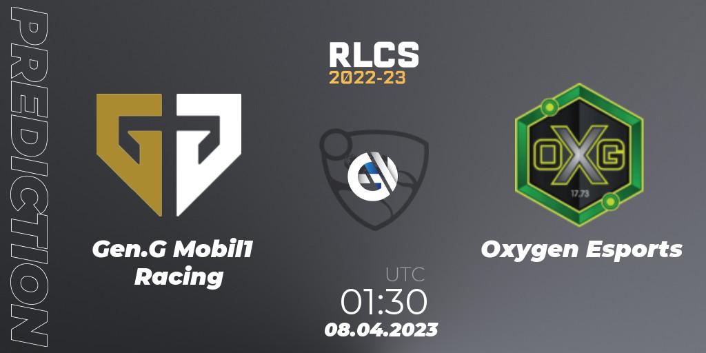 Gen.G Mobil1 Racing vs Oxygen Esports: Betting TIp, Match Prediction. 07.04.2023 at 19:45. Rocket League, RLCS 2022-23 - Winter Split Major