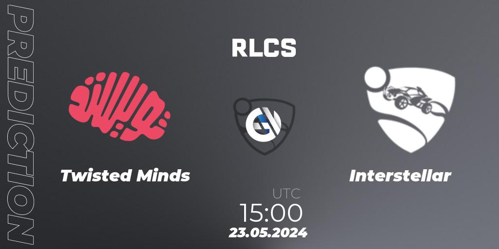 Twisted Minds vs Interstellar: Betting TIp, Match Prediction. 23.05.2024 at 15:00. Rocket League, RLCS 2024 - Major 2: MENA Open Qualifier 6