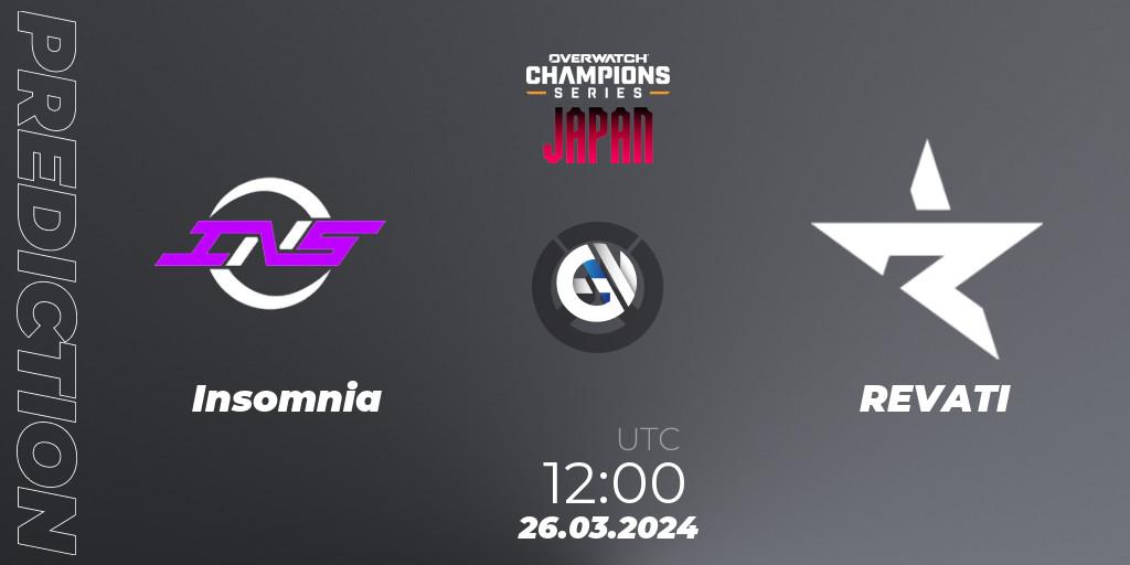 Insomnia vs REVATI: Betting TIp, Match Prediction. 26.03.2024 at 12:00. Overwatch, Overwatch Champions Series 2024 - Stage 1 Japan
