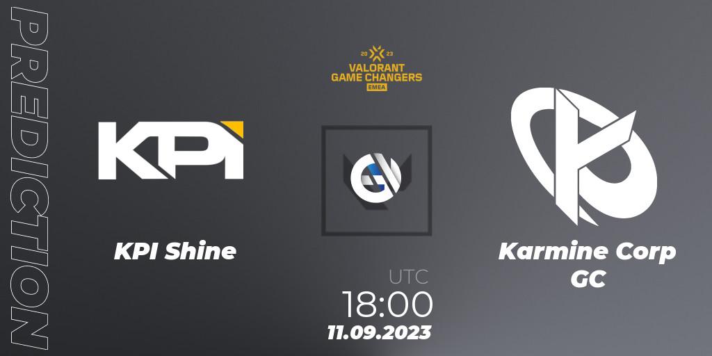 KPI Shine vs Karmine Corp GC: Betting TIp, Match Prediction. 11.09.2023 at 18:00. VALORANT, VCT 2023: Game Changers EMEA Stage 3 - Group Stage